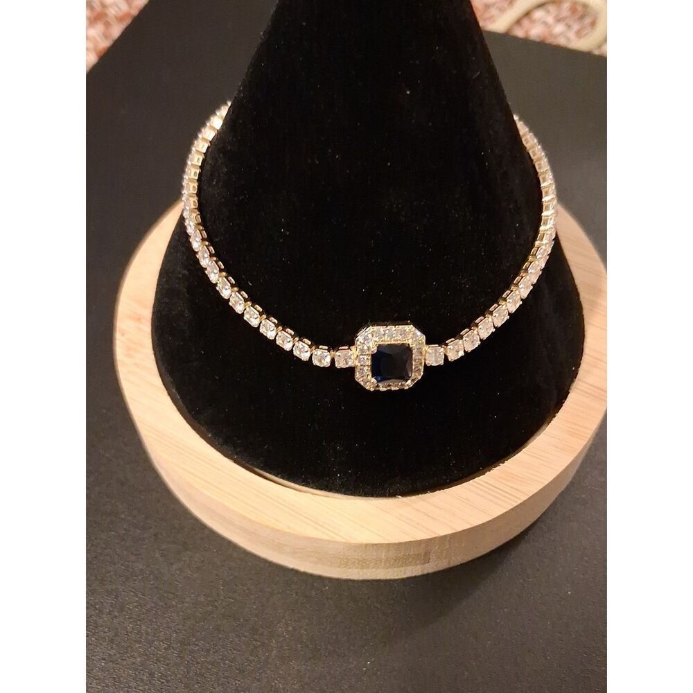 18k GF Blue CZ  Gemstone Tennis Bracelet New With Gift Box